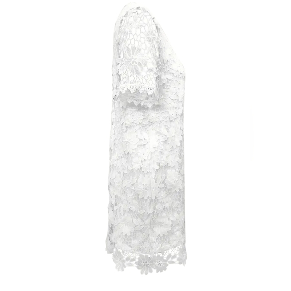 NEW Lace Dress  Elegant White Lace Dress Square Neck, Large,lined, - Picture 3 of 7